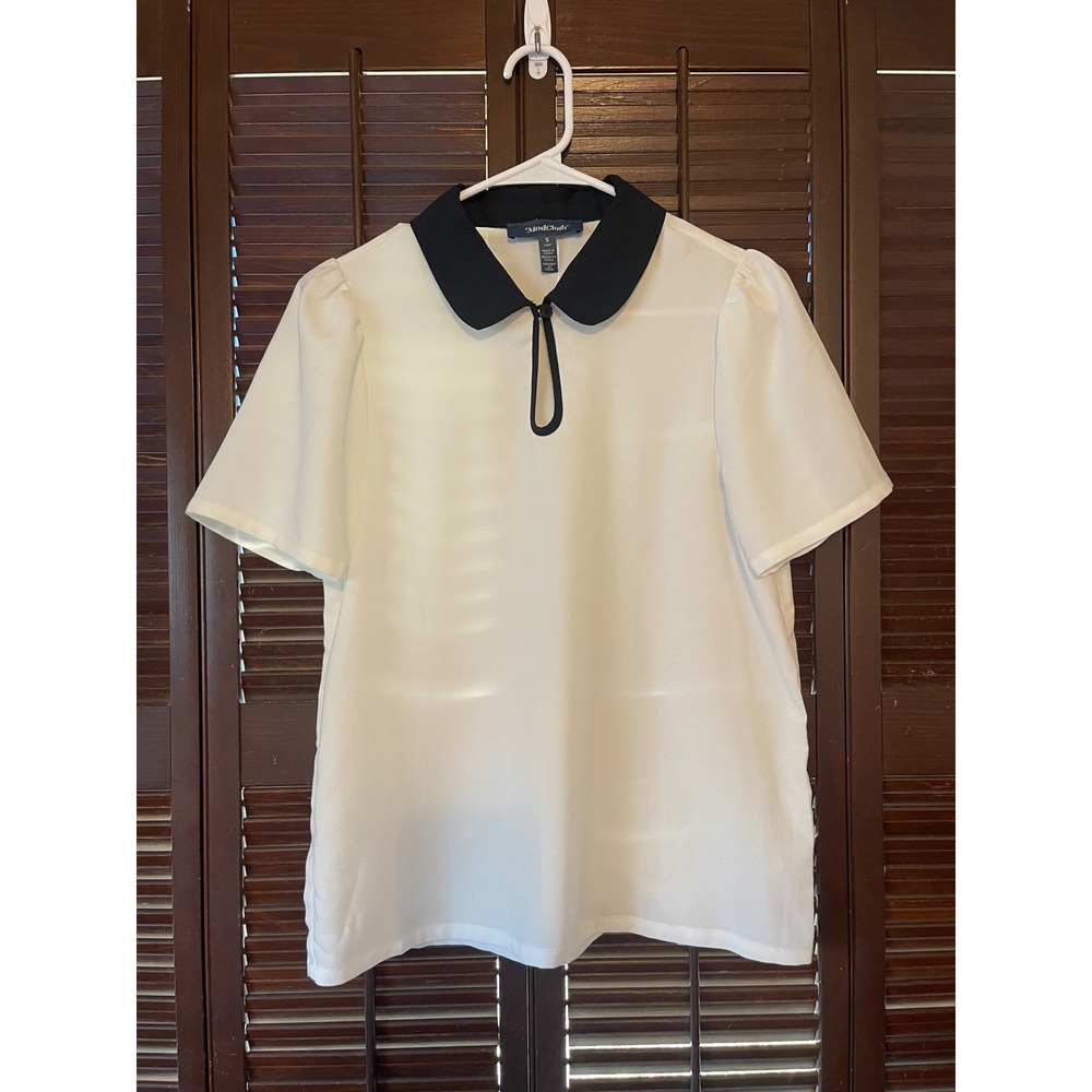 Modcloth Peter Pan Collar Twee Retro Preppy White Black Academia Collegiate